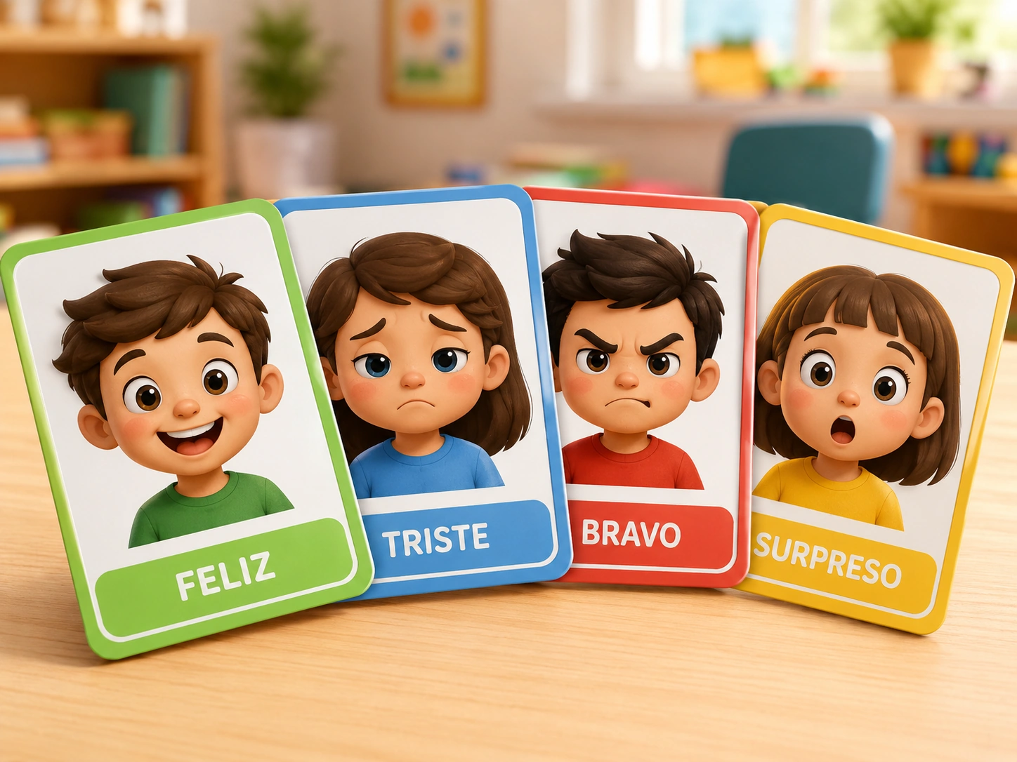 Cards coloridos de emoções