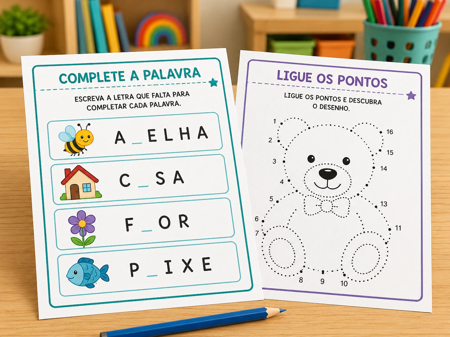 Folhas de atividades adaptadas